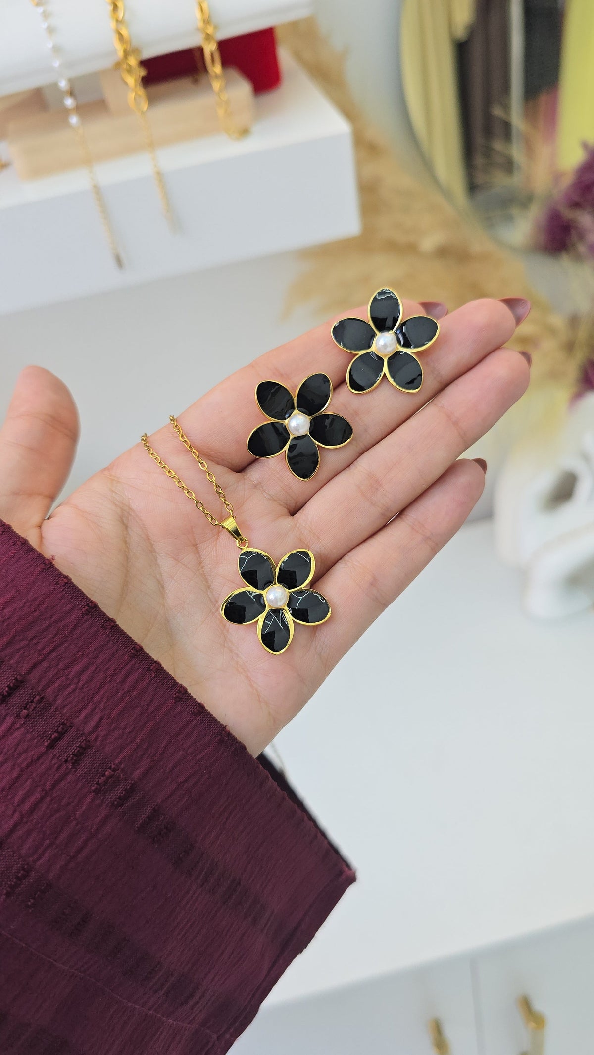 Ensemble FLORAL – Collier + Boucles