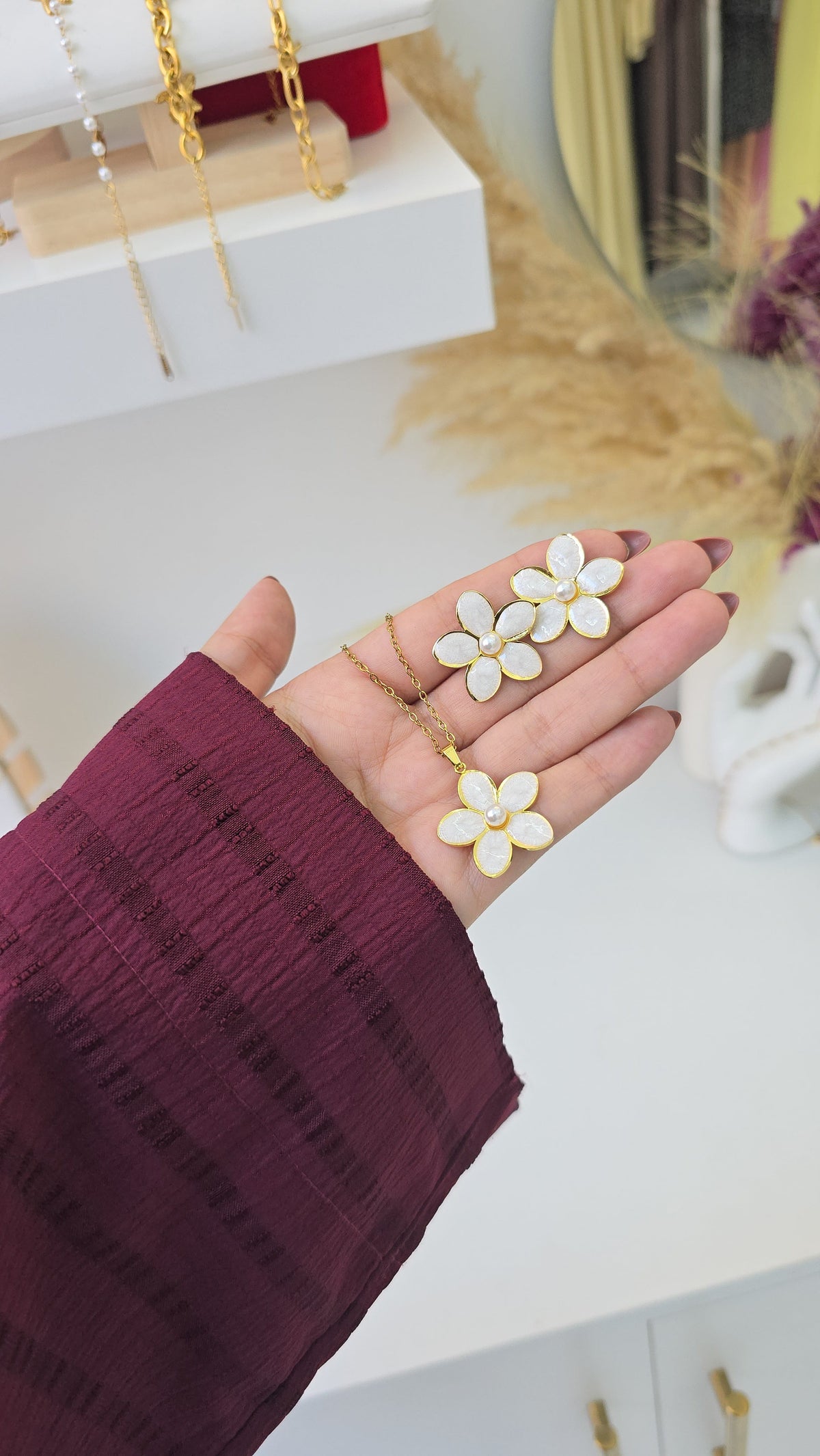 Ensemble FLORAL – Collier + Boucles